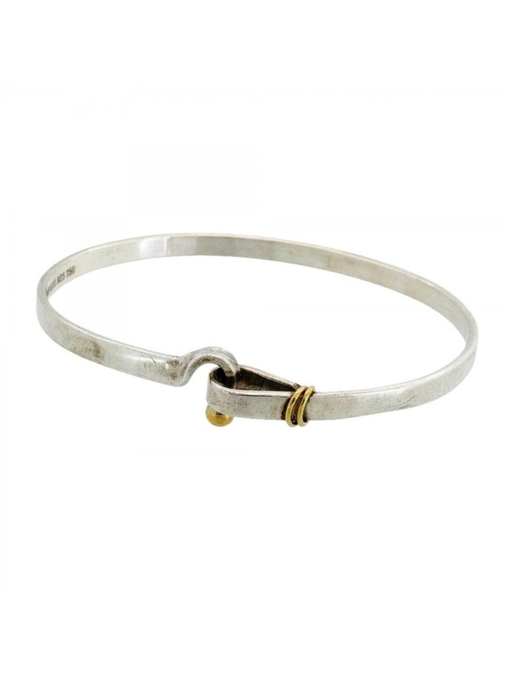 Tiffany & Co Bangle Hook Eye 18k Yellow Gold Silver Bracelet